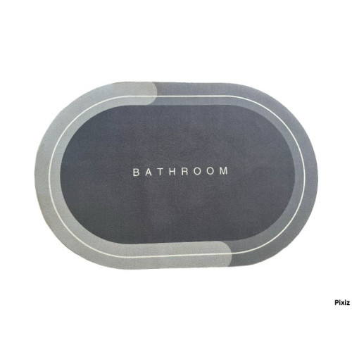 Αντιολισθητικό και απορροφητικό χαλάκι μπάνιου 60*40cm οβαλ grey